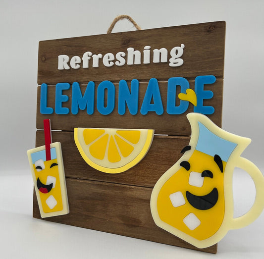 Lemonade Stand Sign (10 in x 10 in, Laser cut acrylic on wood sign, for kids summer fun!)