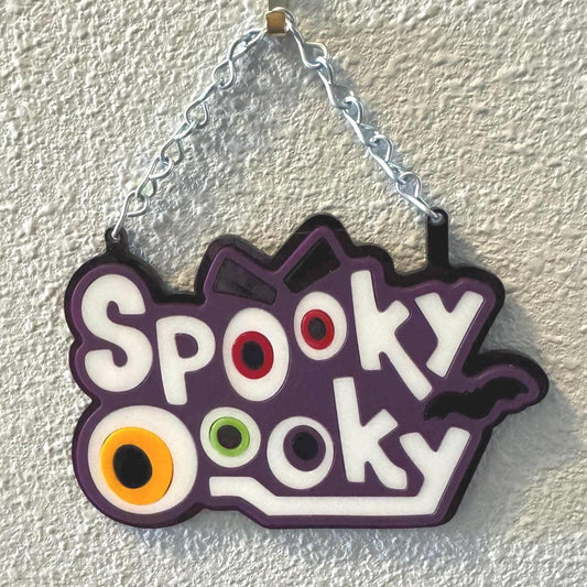 Spooky Ooky Hanging Wall  in purple — cute and goofy Halloween decor. Boo!