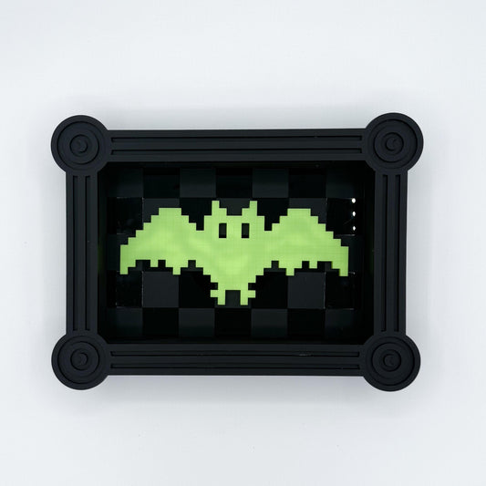 Pixel Bat Wall Art with glow in the dark bat— retro video game Halloween decor