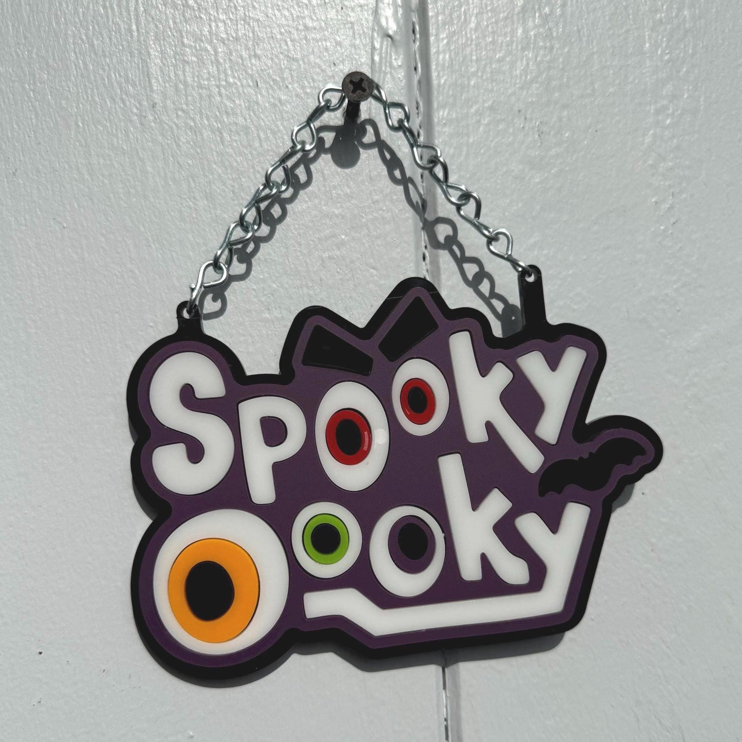 Spooky Ooky Hanging Wall  in purple — cute and goofy Halloween decor. Boo!