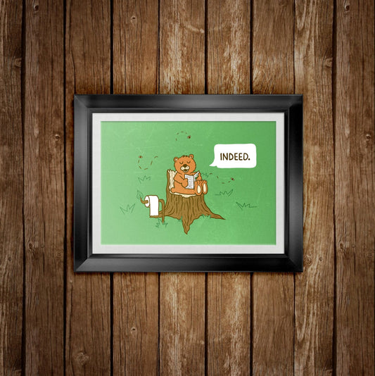 Art Print (no frame) — Bear Doing it’s Business. Great print for bathrooms, RV&#39;s, trailers, cabins or anywhere &quot;Nature Calls&quot;...